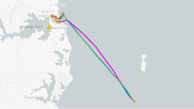 This image from Marine Rescue NSW shows the tracking of the rescue vessel on April 6. Picture supplied