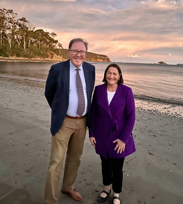 Gilmore MP Fiona Phillips and Bega MP Dr Michael Holland at Surfside, one of the areas expected to benefit from the Disaster Ready Fund. Picture supplied