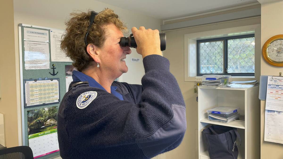 Ms Teston analysing the route of a ship in Merimbula. Picture by James Parker