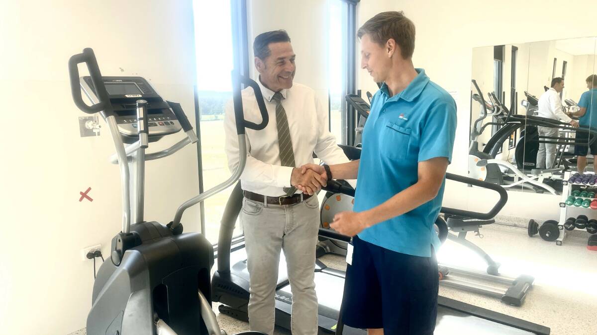 Rob Flynn with Nico Gasmus at South East Regional Hospital, Bega. Picture supplied