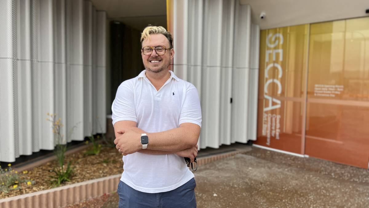 Gallery director Iain Dawson stands in front of Bega's South East Centre for Contemporary Art (SECCA). Picture by James Parker