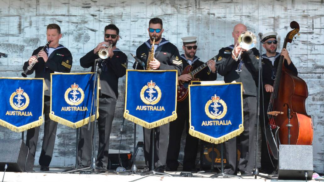 The Royal Australian Navy band on the main stage. Picture by Ben Smyth