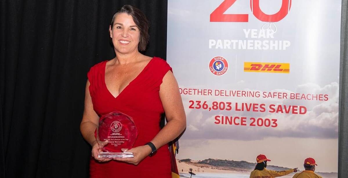 Cheryl McCarthy with her SLSA National Awards of Excellence 2023 DHL award. Picture supplied