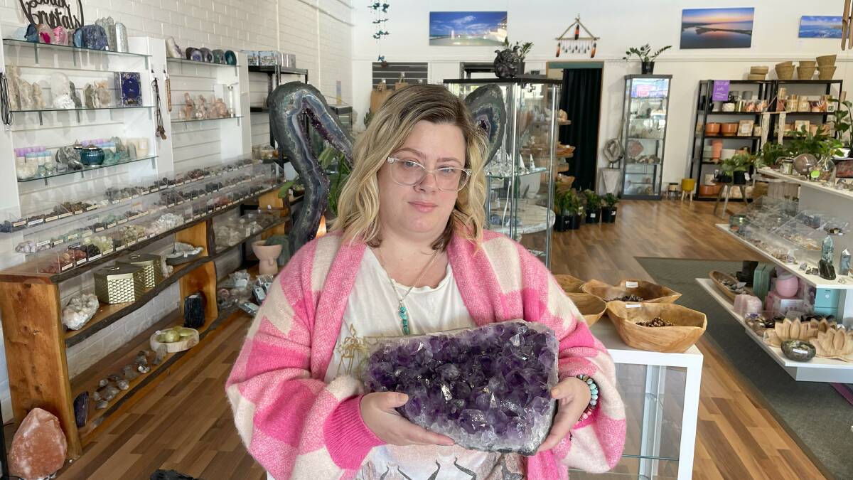 Kristy Dalberg, co-owner of South Coast Crystals, is heartbroken that she will have to move her store from Eden. Picture by James Parker
