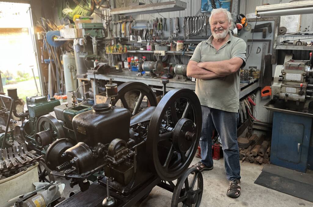 John Mathieson next to his Sandwich MFG hit-and-miss stationary engine. Picture by James Parker
