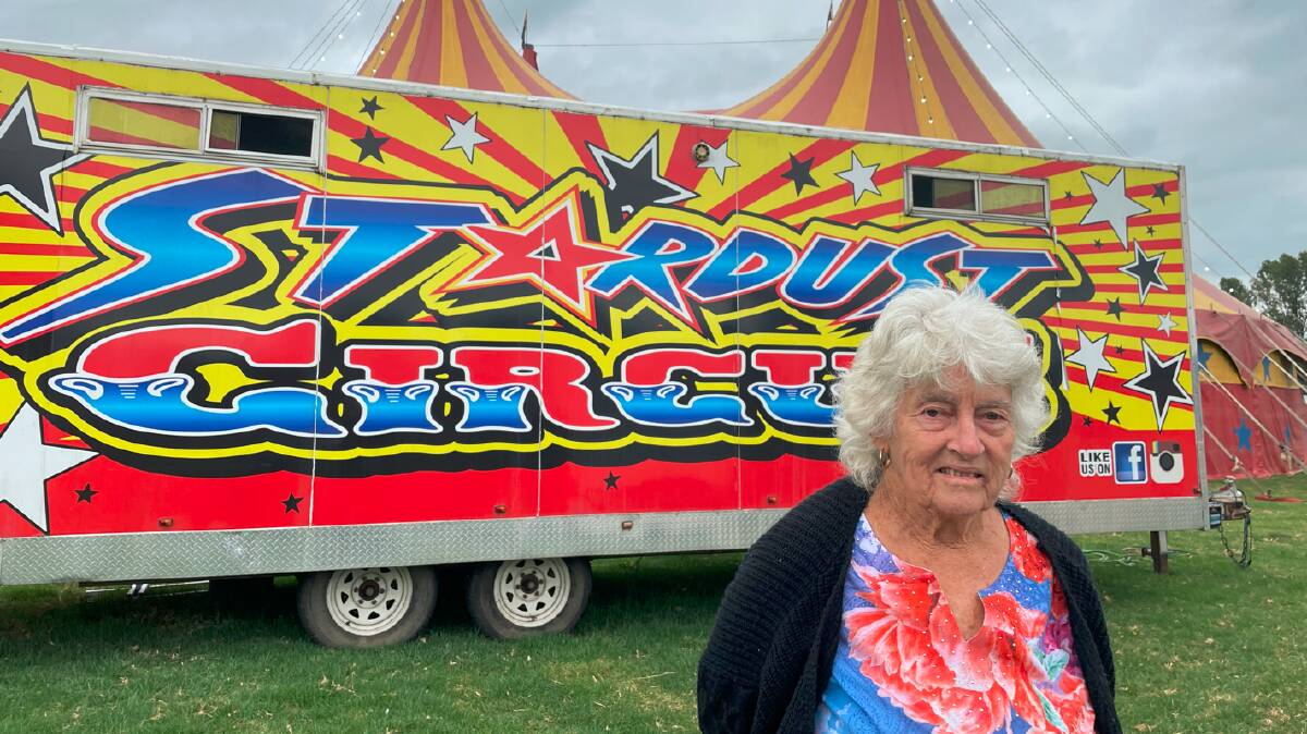 Jan Lennon stands in front of Stardust Circus at Bega Showground. Picture by James Parker