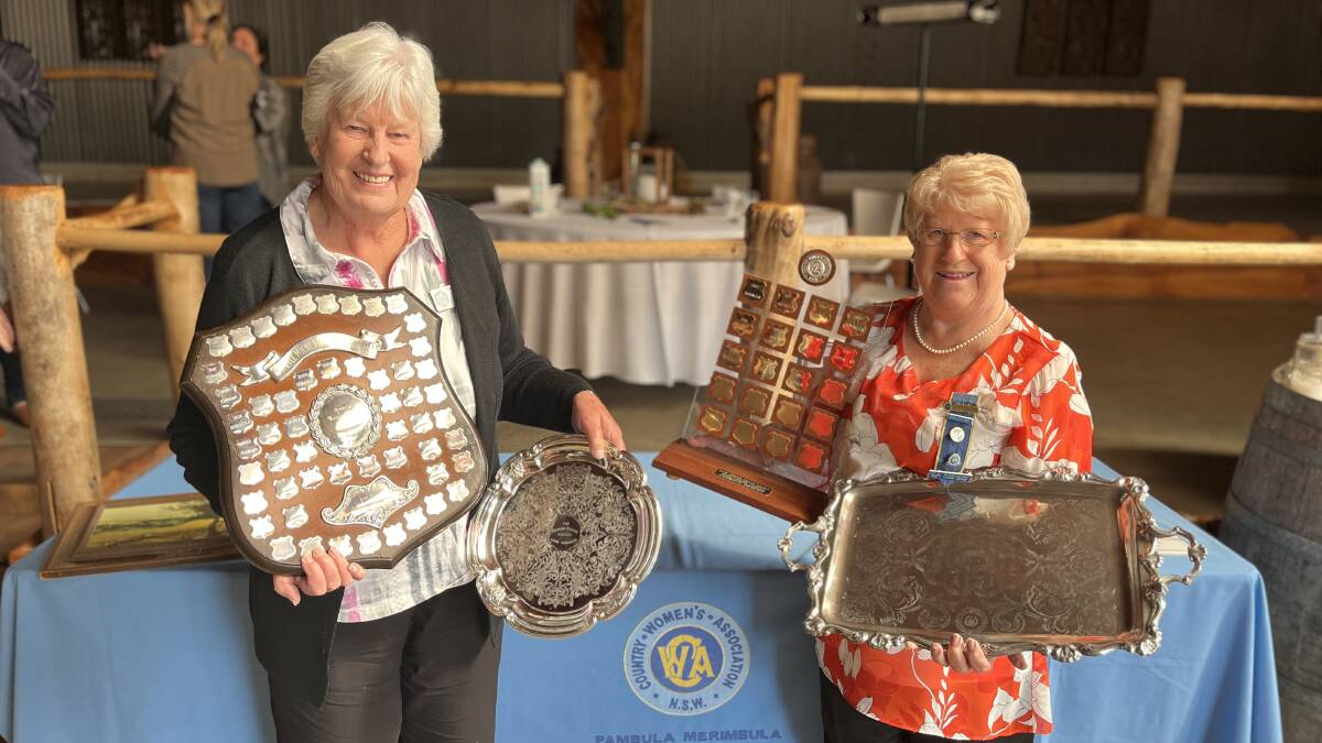 Bev Davis and Liz Tough with awards given to the Bodalla branch of the CWA Far South Coast Group. Pictures by James Parker