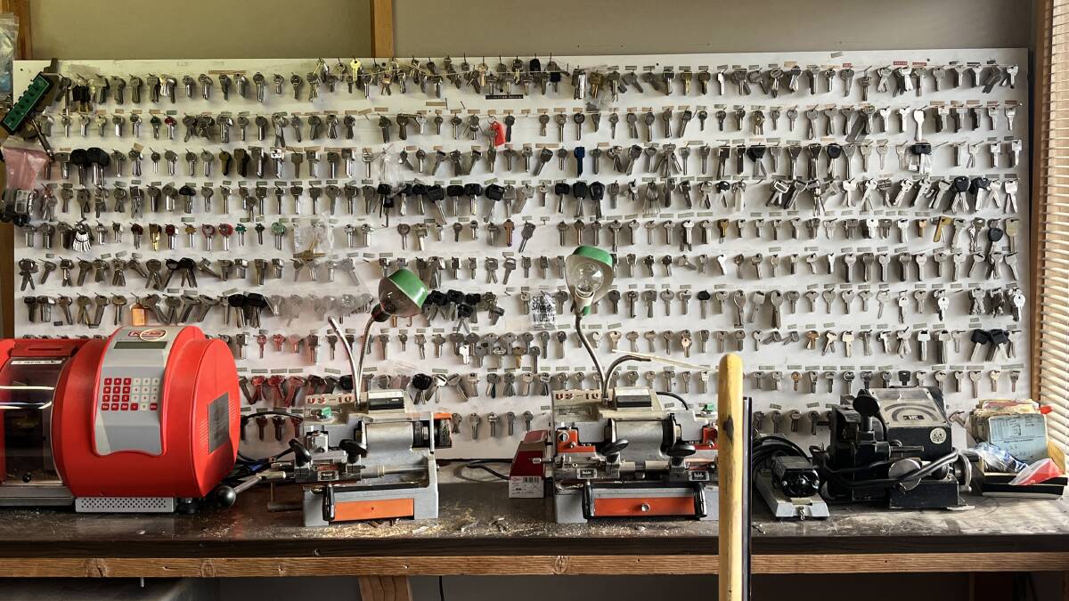 A wall of keys dangle beneath the front counter appear like an artwork though utilised for their ability. Picture by James Parker