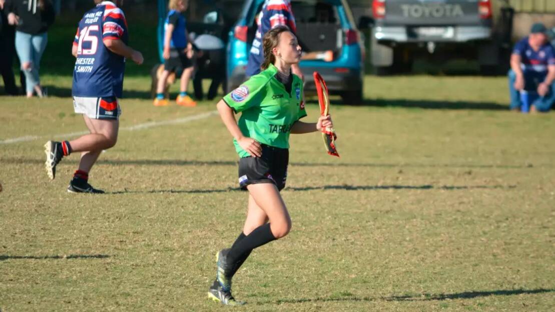 RUNNING THE PLAY: Daytona Porter, 17, is making a name for herself as a young up-and-coming referee in Group 16. Picture by Ben Smyth