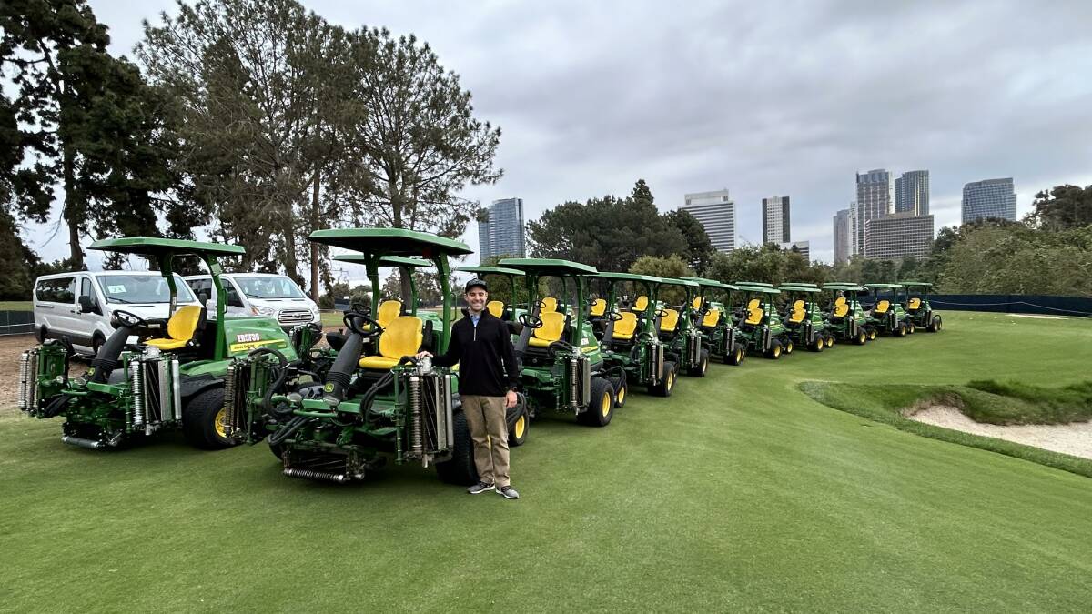 A lineup of mowers that were used to prepare the Golf course for the US Open. Picture supplied.