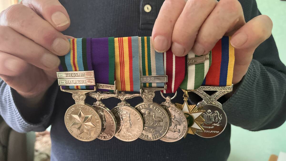 Medals from Darrell's service in Vietnam, Malaysia, and for the Royal Australian Navy. Picture by James Parker