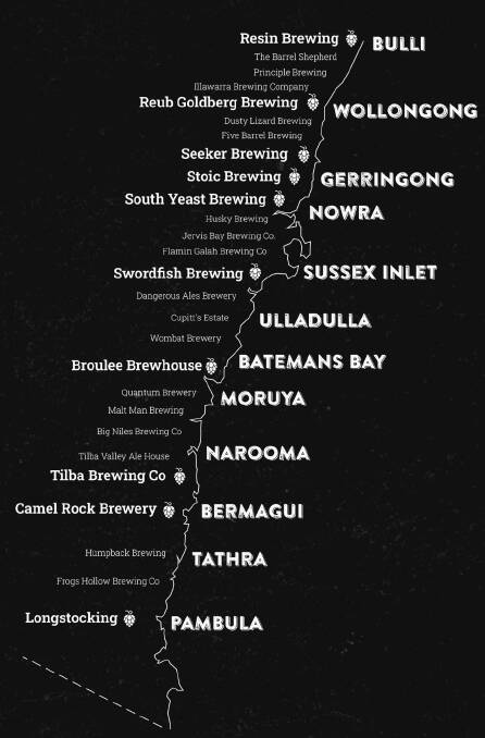 The South Coast Ale Trail - 11 featured breweries in bold. Picture supplied.