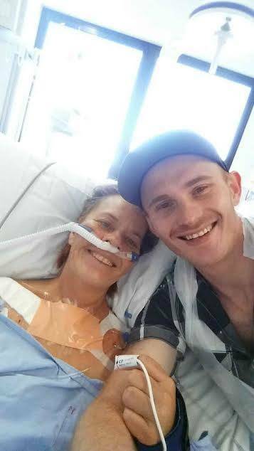 HIGHWAY PLEA: Surf Beach mother Veronika Tuckey pictured  recovering in hospital after a November 2017 Princes Highway crash.