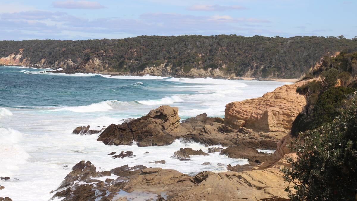 The rugged coastline south of Bermagui.