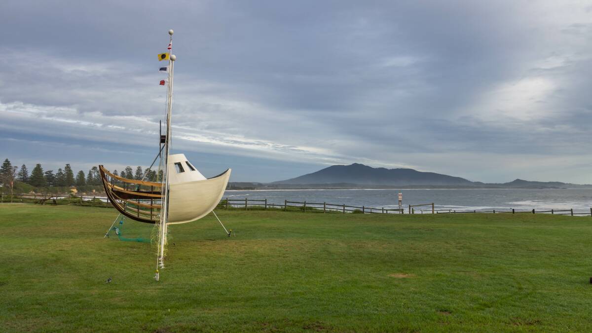 The Catch prepares to set sail at Horsehoe Bay for Sculpture Bermagui. Photo: David Rogers