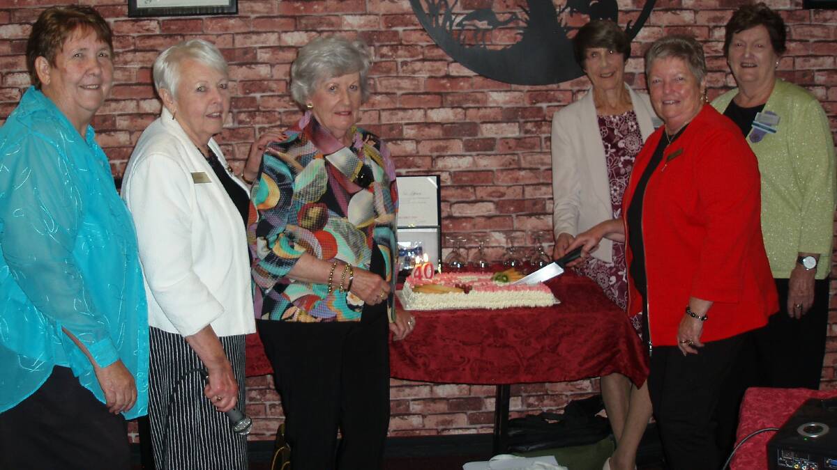 VIEW milestone: Past presidents of Bega Evening VIEW Club Lyn Ryan, Judith Reid, Margaret Collins (inaugural president), Pat McRae, Carol Stoney (40-year membership) and Joyce Smith cut the 40th birthday cake.
