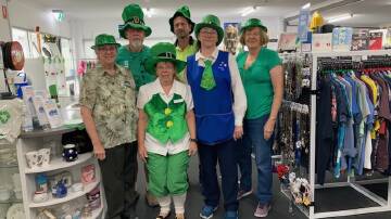 Bega Vinnies volunteers celebrate St Patricks Day, when they held a guessing competition and free giveaways to lucky customers.