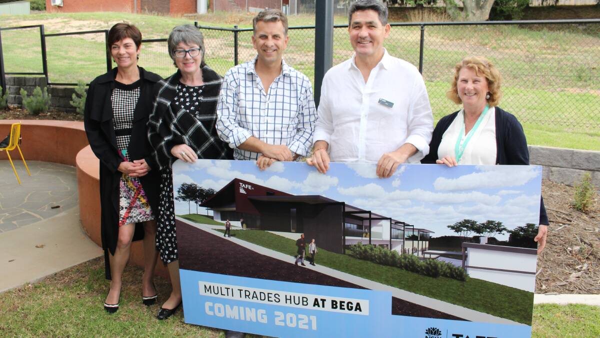 With Ministers Constance and Lee are BVSC director of community, environment and planning Alice Howe, TAFE deputy southern regional general manager Veronica Keating and TAFE service coordinator at the Bega CLC Sharon Heyward.