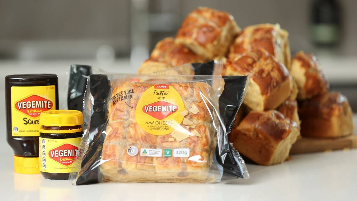 Coles has partnered with Bega Cheese to launch the Vegemite flavoured Easter bun treat.