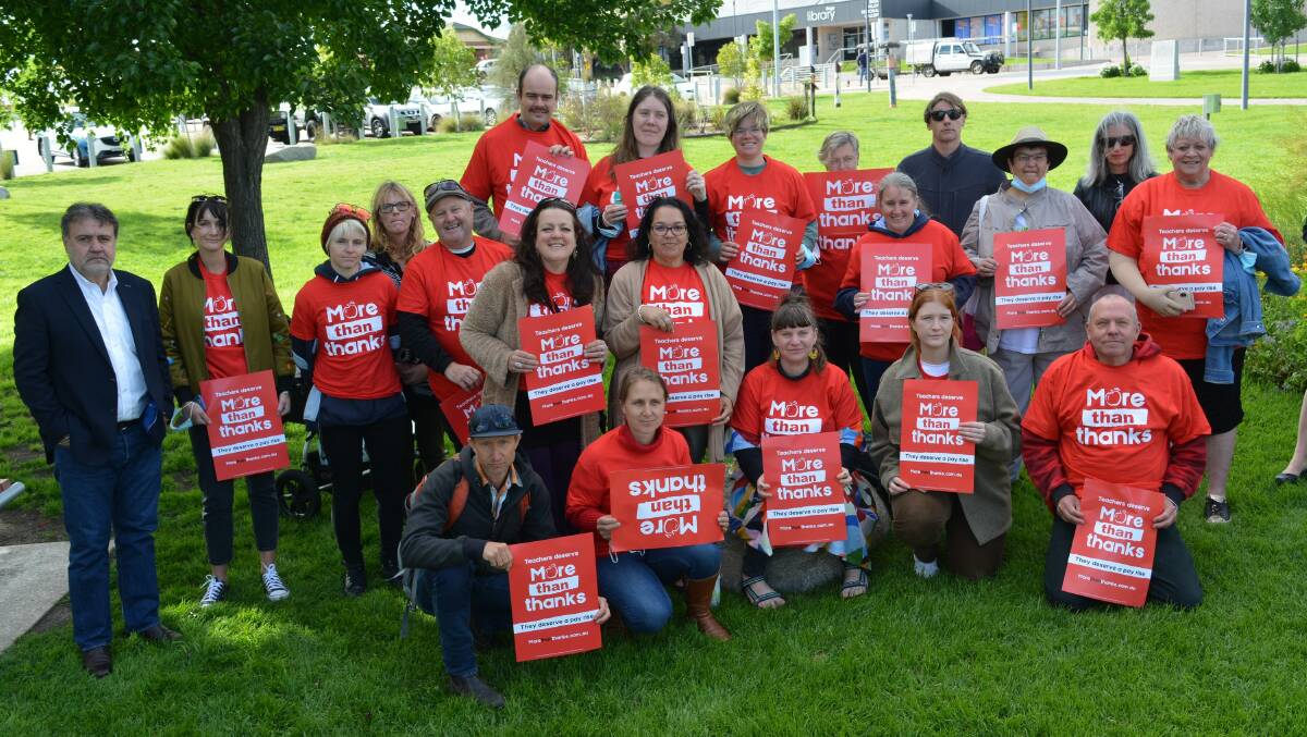 The gathering in Bega was among a host of others across the state as the NSW Teachers Federation pushes for a pay rise in EBA negotiations. Photo: Ben Smyth