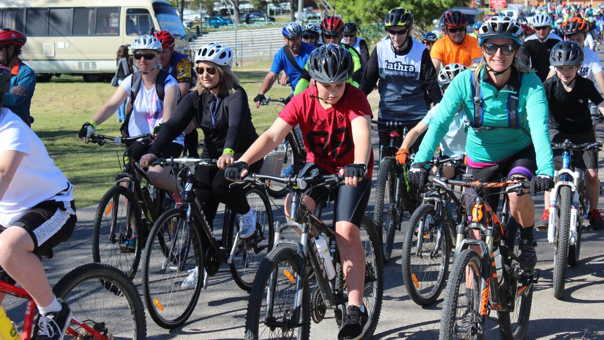Cyclists of all ages and abilities set off in the 2018 Bega to Tathra Community Bike Ride.