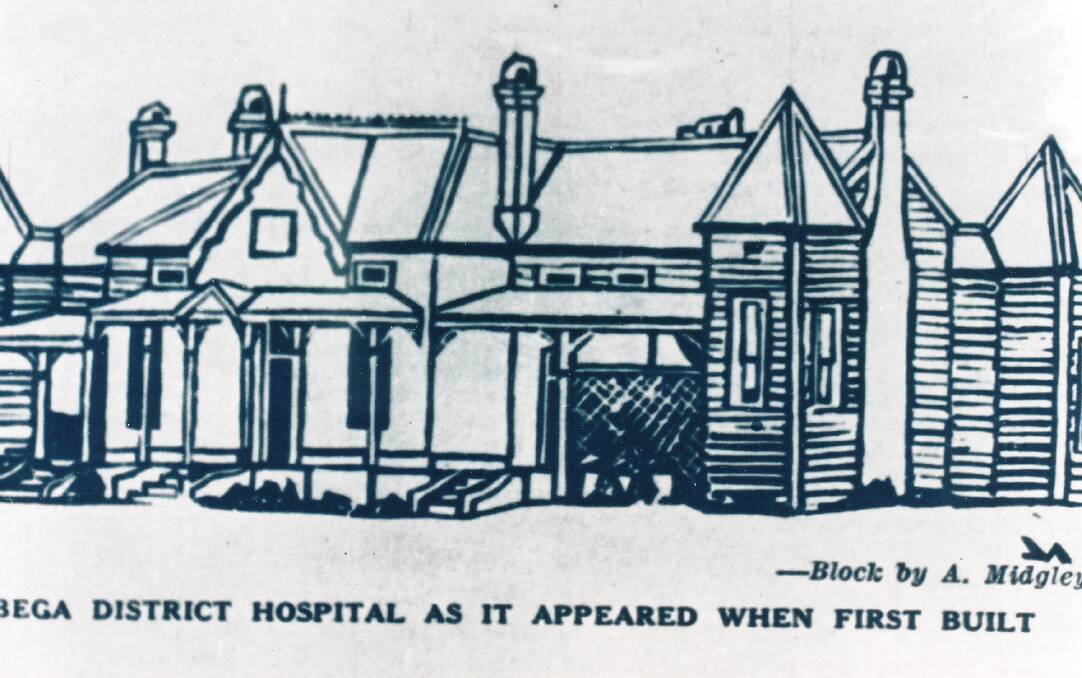BACK IN TIME: A block print image of the Bega District Hospital when it was first built.