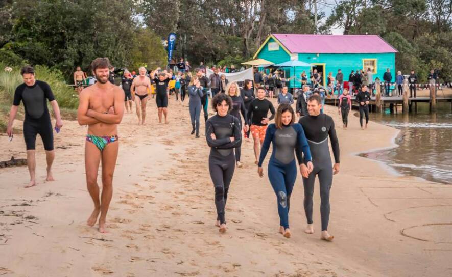 Hardy souls prepare for the Mitchies Salty Swim in 2021, part of the annual WinterSun Festival. Picture by David Rogers Photography