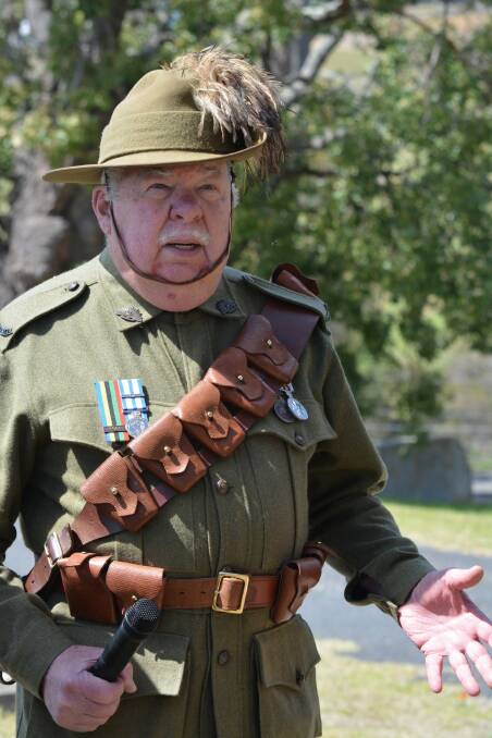 Sergeant Warren Davis of the 7th Light Horse Bega Valley troop shares details of the 1 Remount Unit and WWI efforts of the Australian Light Horse. Picture by Ben Smyth