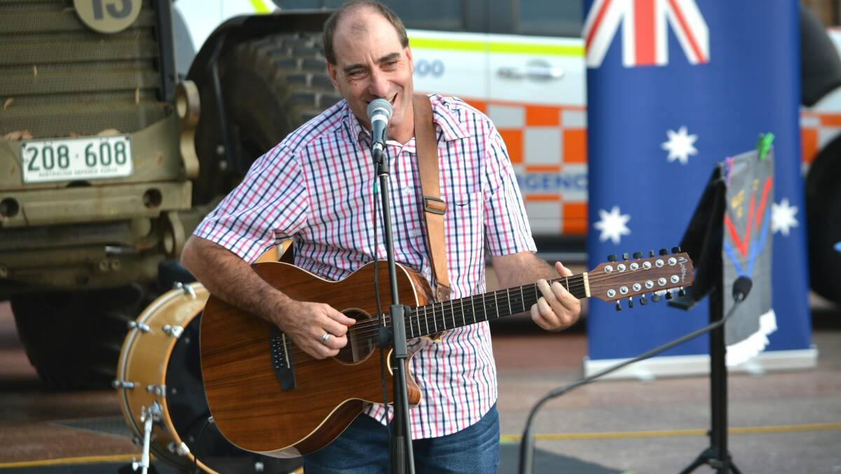 Matt Preo performs his tribute The Firies at Bega's 2020 Australia Day ceremony. Photo: Ben Smyth