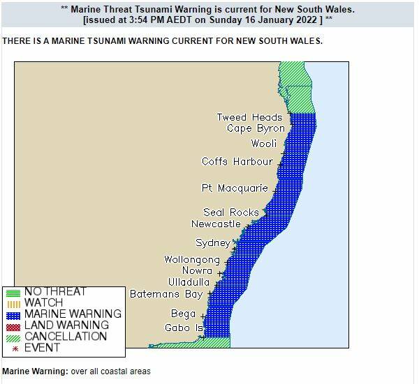 NSW coast tsunami warning continues through Sunday following undersea volcanic eruption off Tonga