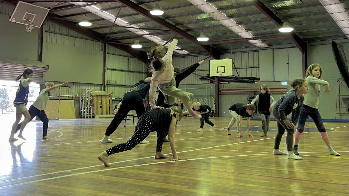 Fling Physical Theatre members rehearse for their latest performance, Game Face, showing this month at the Bega Indoor Stadium. Photo: Lisa Herbert