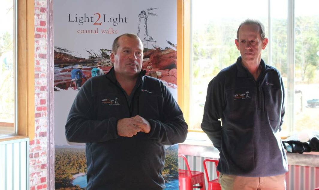 Partners in the Light to Light Coastal Walks venture Paul Pincini and Tim Shepherd, pictured at the launch in September 2017.