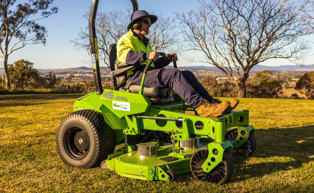 Bega Valley Shire Council's new electric mower servicing Bega Valley lookout. 