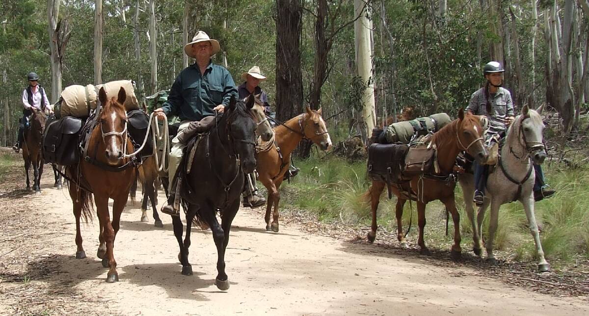 HISTORIC TRAILS: Richard Tarlinton and members of his extended family set off on a pack horse ride along the historic WD Tarlinton track in 2015.
