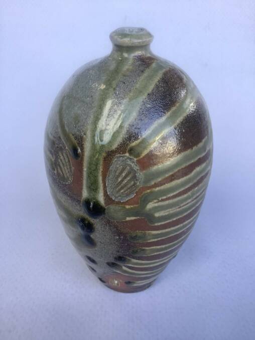 A fired-clay bottle by Daniel Lafferty.