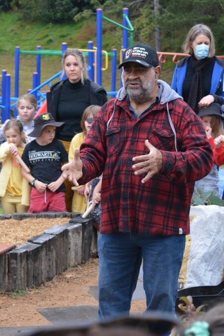 Djiringanj and Ngarigo Elder Uncle John Dixon shares stories during a Welcome to Country ceremony. Photo: Ben Smyth