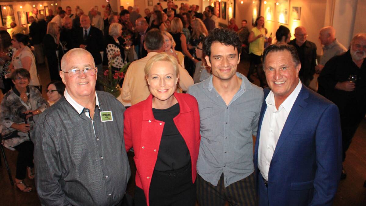President of the Twyford Hall committee Bill Deveril, Marta Dusseldorp, Ben Winspear and Frankie J Holden at a star-studded launch of Twyford Hall's redevelopment campaign.