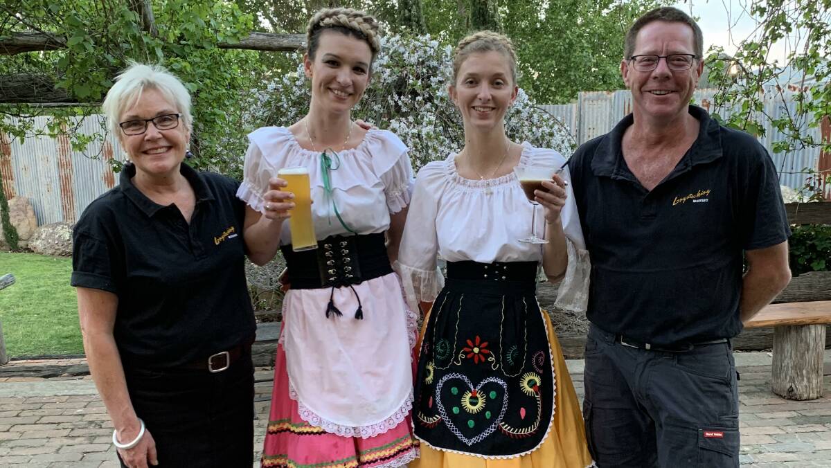 Longstocking Brewery owners Peter Caldwell and Joey Cunningham with their staff Amy and Shannon during Oktoberfest 2020.
