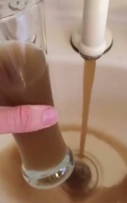 WATER STAINS: A screengrab from a video taken by BDN editor Ben Smyth of the water in his bathroom sink about 6.30pm on Wednesday.