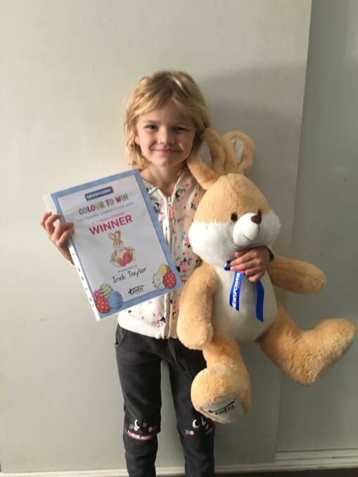 Winner of Bega Newspower's Easter colouring competition for 4-7-year-olds Indi Taylor from St Pats Kinder. Maya Welsford from Mumbulla School won the 8-12-years.