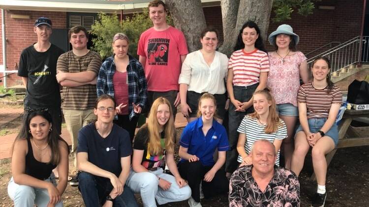 Several Bega High School HSC graduates celebrated their results with year adviser Don Green at a breakfast gathering on Friday, December 18. Photo: Supplied