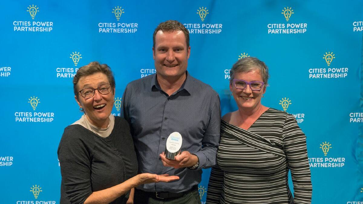 Sharing knowledge: Shoalhaven City Council Cr Kaye Gardner, energy management coordinator Darren O’Connell, and Mayor Amanda Findley