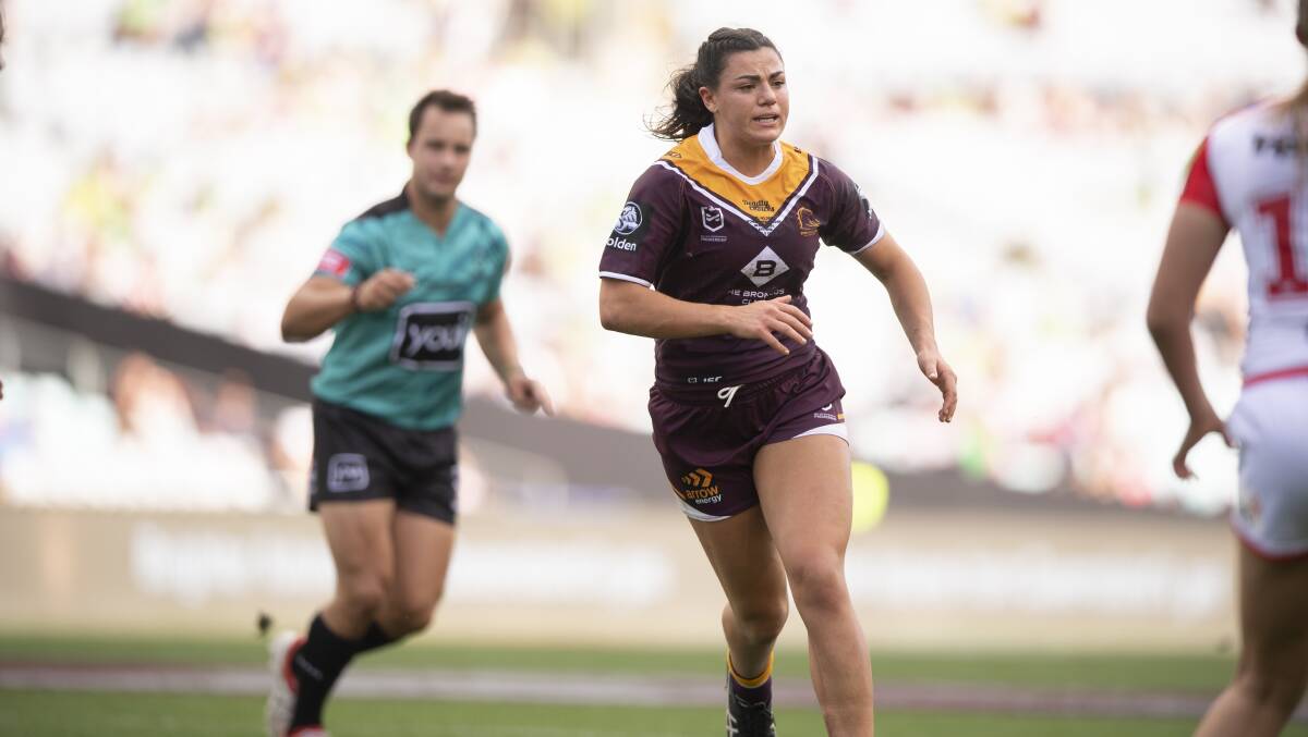 Millie Boyle in action for the Broncos in the NRLW in 2019. Photo: Sitthixay Ditthavong