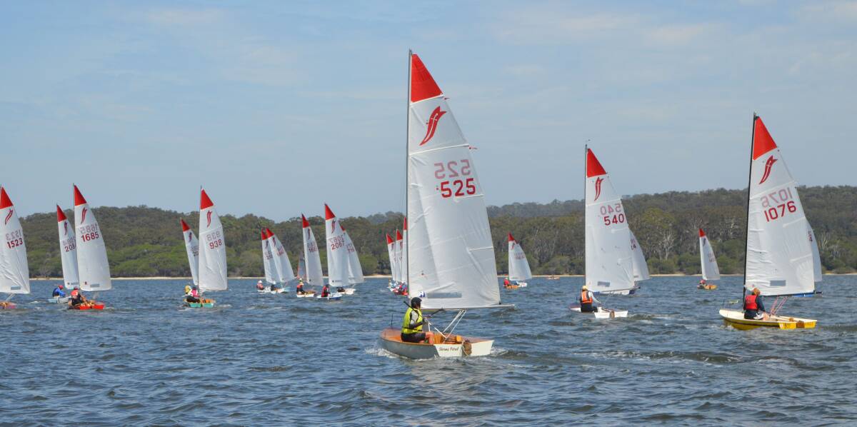 SAIL AWAY: The largest fleet for three decades took to Wallagoot Lake on the weekend for the club's regatta.