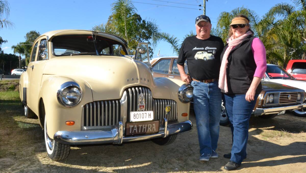 At the recent Clyde Classic, Lyne and Tony Peters of Batemans Bay stand with their 1952 FX Holden, named after Tony's hometown of Tathra. 