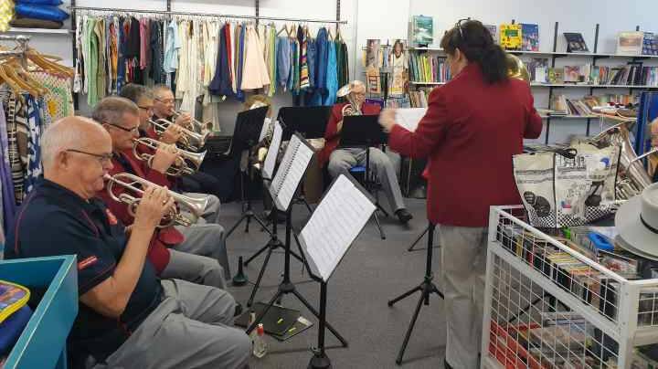 Members of the Bega District Band provide entertainment at the launch