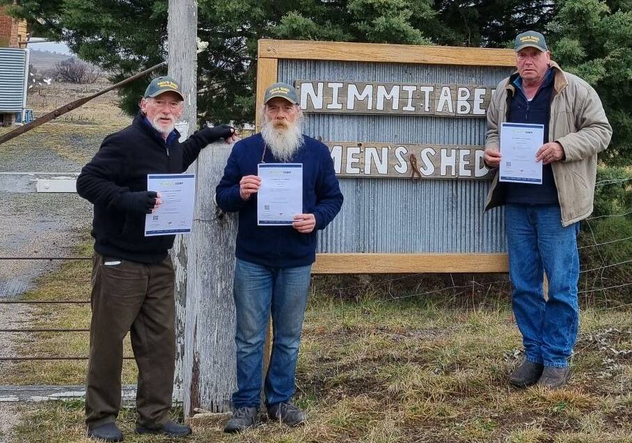 Nimmitabel Men's Shed members Kelvin Fahey, Jonathon Kendall and Harold Thislteton recently completed first aid training.