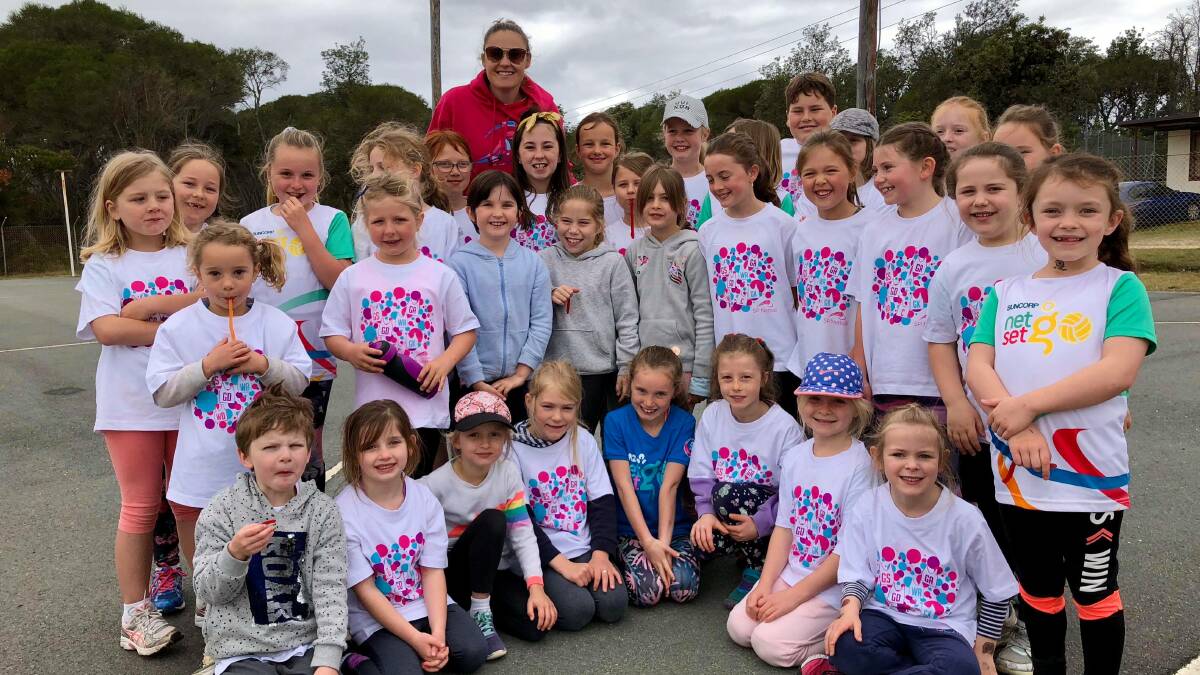 SKILLS: Australian netballer Susan Pettitt returned home to the Sapphire Coast on Friday to lead a clinic for junior Eden players.