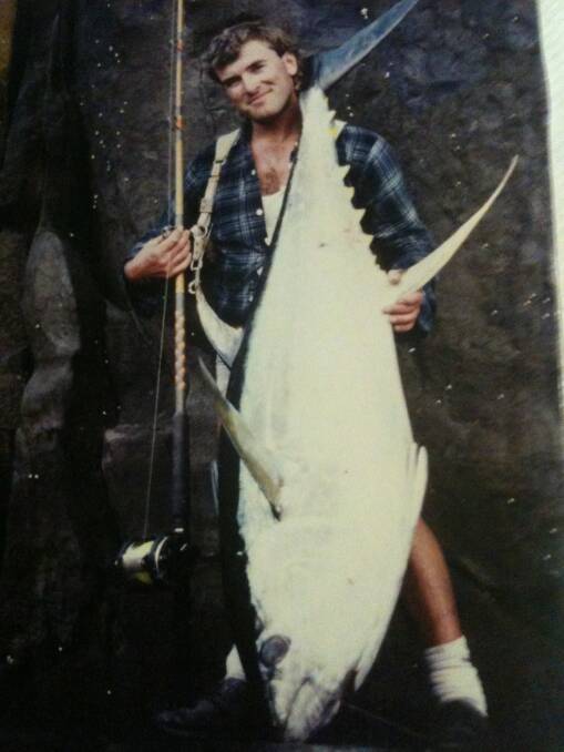 Mick Ripon and his "best-ever catch" - a 150lb yellowfin tuna caught on 30lb nylon line off Pulpit Rock. 