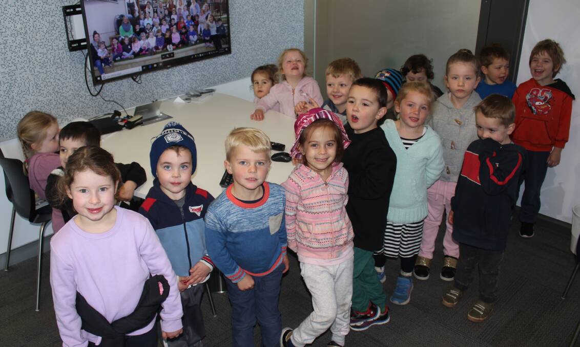 Children from Bega Preschool visited the Bega District News this week, excited to see their photos taken that morning on the big screen in the conference room.
